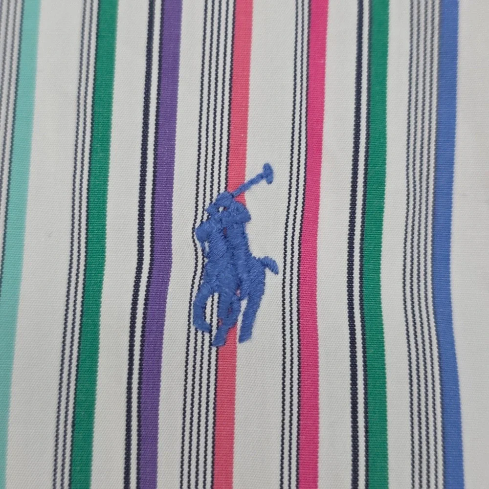 Polo Ralph Lauren Mens XL Button Down Shirt Multi Color Striped Custom Fit Pony‎